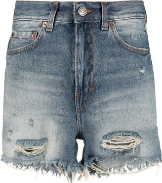 High-Waisted Denim Shorts-AW