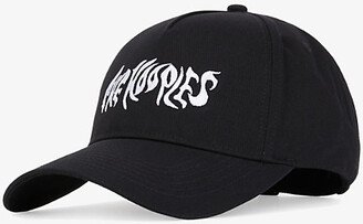 Womens Black Logo on Fire-embroidery Cotton Baseball cap