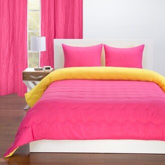 Hot Pink and Yellow Reversible Comforter Set