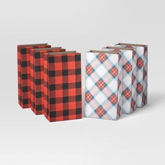 6ct Plaid Christmas Treat Bag Red/White - Wondershop™