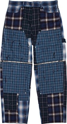 Patchwork Checked Wide-leg Jeans