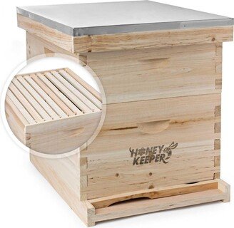 Honey Keeper Beehive 20 Frame Complete Box Kit (10 Deep and 10 Medium) with Metal Roof for Langstroth Beekeeping