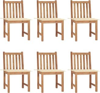 Patio Chairs 6 pcs with Cushions Solid Teak Wood - 19.7