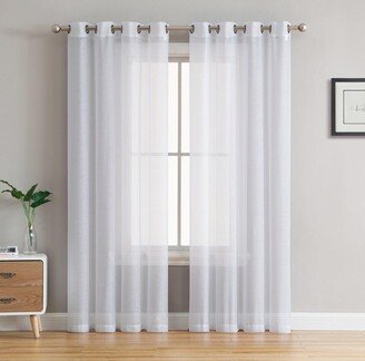 2 Piece Semi Sheer Voile Window Curtain Drapes Grommet Panels for Bedroom, Living Room & Kids Room