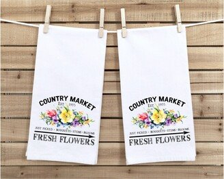 Tea Towels Set Of 2, Fresh Flowers, Kitchen Or Bathroom, Great Gift Idea, Spring, Summer