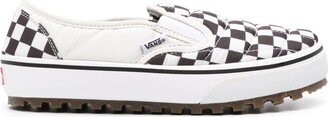 Checkboard chunky slip-on sneakers