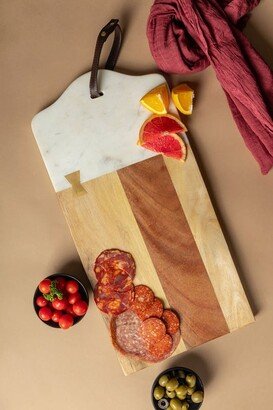 Gauri Kohli Darvaza White Marble & Wood Cutting Board - White