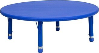 45'' Round Blue Plastic Height Adjustable Activity Table