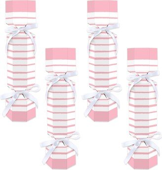 Big Dot Of Happiness Pink Stripes - No Snap Simple Party Table Favors - Diy Cracker Boxes- Set of 12