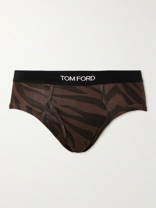 Zebra-Print Stretch-Cotton Jersey Briefs