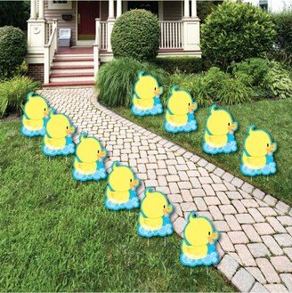 Big Dot Of Happiness Ducky Duck - Rubber Ducky Lawn Decor - Outdoor Party Yard Decor - 10 Pc