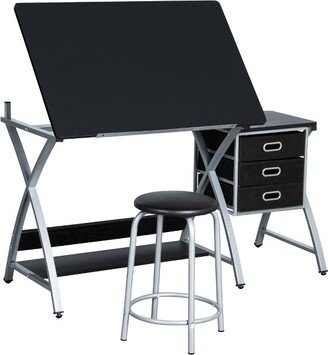 Adjustable Drafting Table Drawing Station Black