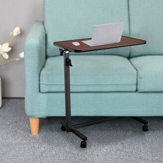 karlinc Adjustable MDF Bedside Computer Desk Overbed Table With Wheels