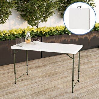 Adjustable Folding Table - 4-Foot Plastic Utility Tabletop - 48 x 24 x 23 or 48 x 24 x 29