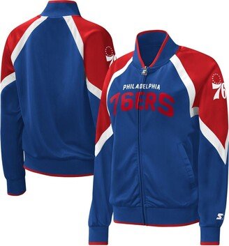 Women's Starter Royal Philadelphia 76ers Slam Dunk Raglan Full-Zip Track Jacket