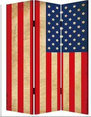 Alfie 71 Inch Folding Screen Room Divider, USA Stars and Stripes Design - 48L x 72W, 1H, in inches