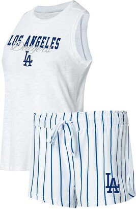 Women's Concepts Sport White Los Angeles Dodgers Reel Pinstripe Tank Top and Shorts Sleep Set