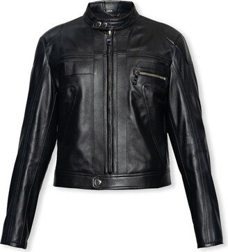 Zipped Cropped Biker Jacket