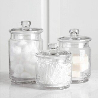 WHOLE HOUSEWARES Glass Apothecary Jars with Lids - Set of 3 Clear