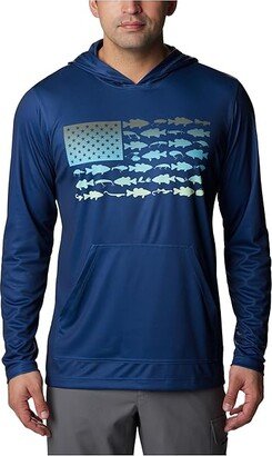 Terminal Tackle PFG Fish Flag Hoodie (Carbon/Key West Bass Lures) Men's Clothing