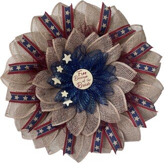 Patriotic Wreath For Front Door, Rustic Patriotic Porch Wreath, America Flag Sunflower, Memorial Day Door Hanger