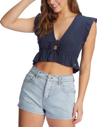 Juniors' Sweetest Love 2 Ruffled Tie-Front Top