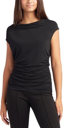 Juniors' Beaded-Back Cap-Sleeve Ruched Top