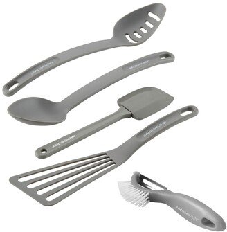 Cucina Nylon Nonstick Kitchen Utensil and Veg-a-Peel Set, 5-Pc., Sea Salt Gray