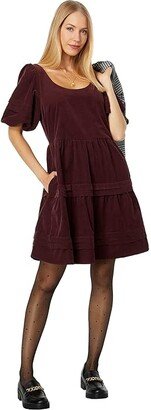 Corduroy Tiered Mini Dress (Vintage Mulberry) Women's Dress