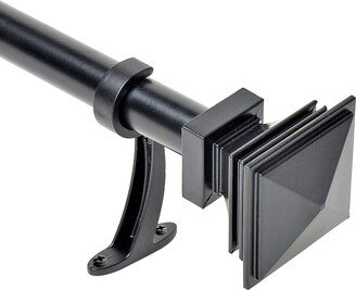 Deco Window 1 Inch Adjustable Curtain Rod for Windows & Doors Curtains with Square Finials & Brackets Set