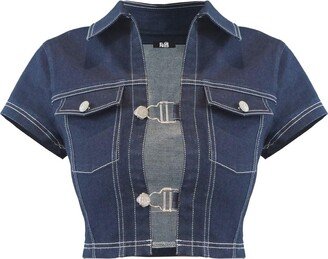 Elsie & Fred Siren 90S Indigo Denim Buckle Cropped Top