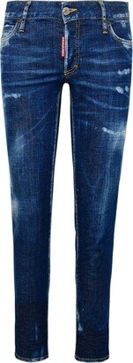 Distressed Slim-Fit Cropped Jeans-AA