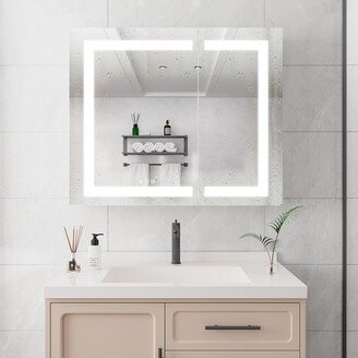 Wall Mount LED Double Door Medicine Cabinet with Anti-Fog Mirror - 30