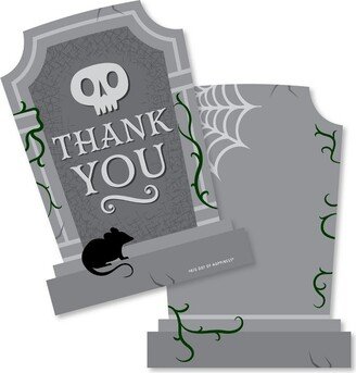 Big Dot of Happiness Creepy Cemetery - Shaped Thank You Cards - Spooky Halloween Tombstone Party Thank You Note Cards with Envelopes - Set of 12