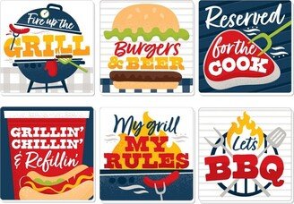 Big Dot of Happiness Fire Up the Grill - Funny Summer BBQ Picnic Party Decorations - Drink Coasters - Set of 6