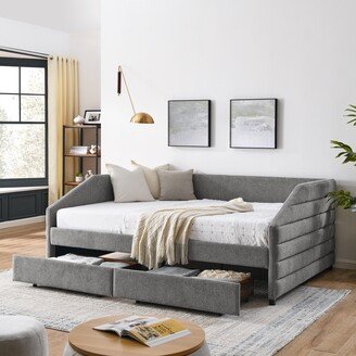 Sunmory Queen Size Upholstered Daybed with Two Drawers