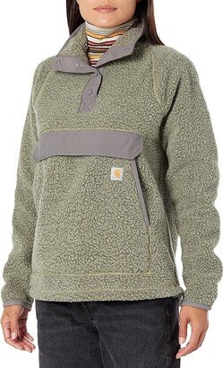 Fleece 1/4 Snap Front Jacket (Basil/Malt Heather) Women's Clothing