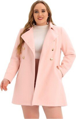 Agnes Orinda Agne Orinda Women' Plu Size Winter Fahion Outerwear Double Breated Warm Overcoat Pink 1X