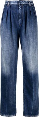 Washed-Denim Wide-Leg Jeans