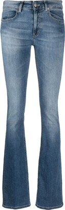 Mid-Rise Flared Washed-Denim Jeans