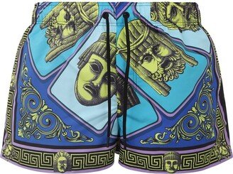 Allover Graphic Printed Drawstring Swim Shorts-AA