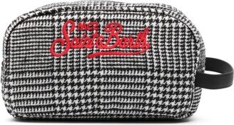 logo-embroidered Prince of Wales toiletry bag