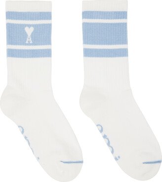 White & Blue Ami de Cœur Striped Socks