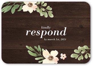 Rsvp Cards: Old Fashioned Floral Wedding Response Card, Brown, Pearl Shimmer Cardstock, Rounded