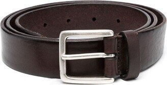 Square-Buckle Leather Belt-AG