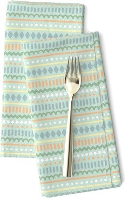 Spring Stripe Dinner Napkins | Set Of 2 - Doodle By Devondesignco Hand Drawn Lines Cloth Spoonflower