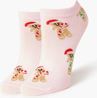 Gingerbread Man Print Ankle Socks in Pink