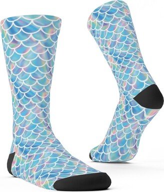 Socks: Mermaid Scales - Blue Custom Socks, Blue