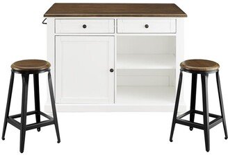 Avenue Greene Betty Kitchen Island with 2 Stools