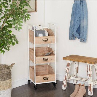 Industrial Wood Storage Cart Brown - Olivia & May